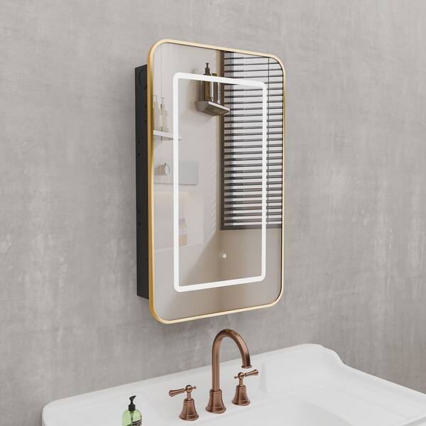 24 in. W x 36 in. H Rectangular Aluminum Framed Recessed/Surface Mount LED Medicine Cabinet with Mirror