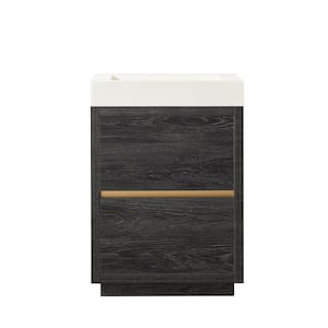 Huesca 24 in.W x 19.7 in.D x 33.9 in.H Single Sink Bath Vanity in North Black Oak with White Composite Integral Top