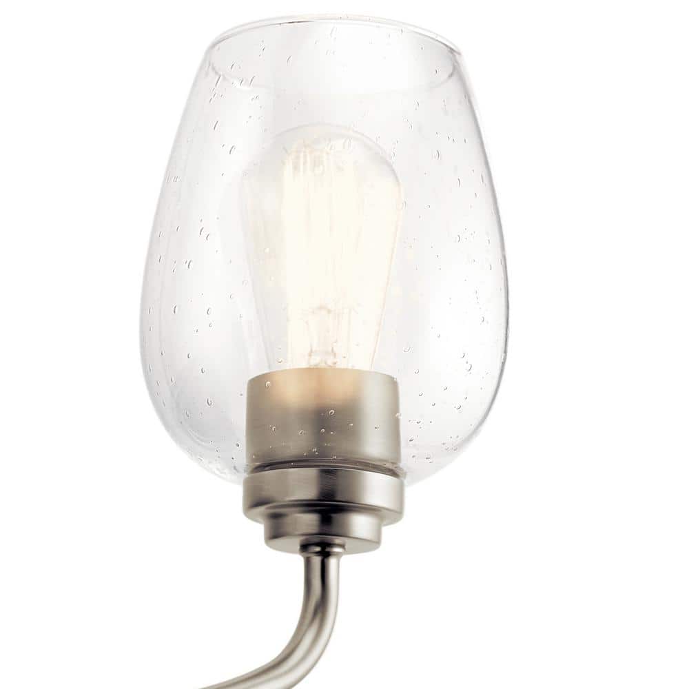 Valserrano Brushed Nickel 1-Light Wall Sconce with Clear Seeded Glass