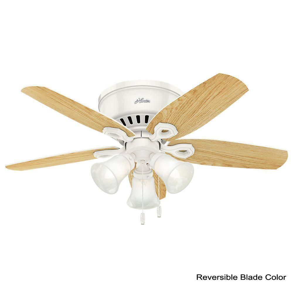 Snow White 42" Low Profile Ceiling Fan with LED Lights & WhisperWind Motor