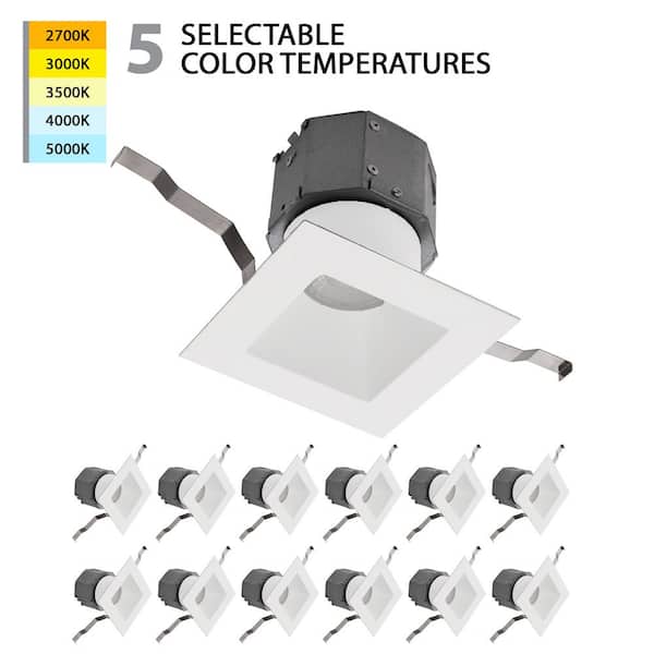 WAC LIMITED Pop-In 4 in. Square Adjustable CCT Remodel IC Rated Indoor/Outdoor Integrated LED Recessed Light Trim (12-Pack)