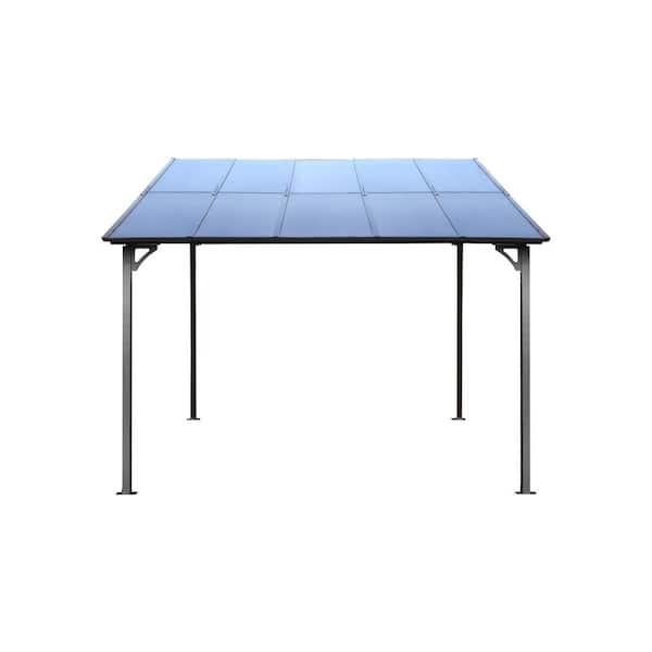 10 ft. x 10 ft. Large Heavy-Duty Outdoor Pergola Gazebo, Wall-Mounted Lean To Metal Awning Gazebo with Roof
