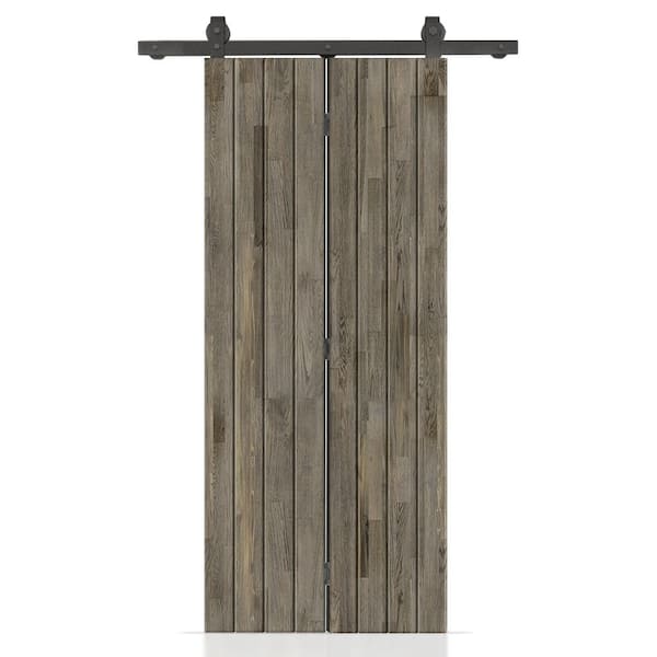 CALHOME 20 in. x 80 in. Hollow Core Weather Gray Stained Pine Wood Bi ...