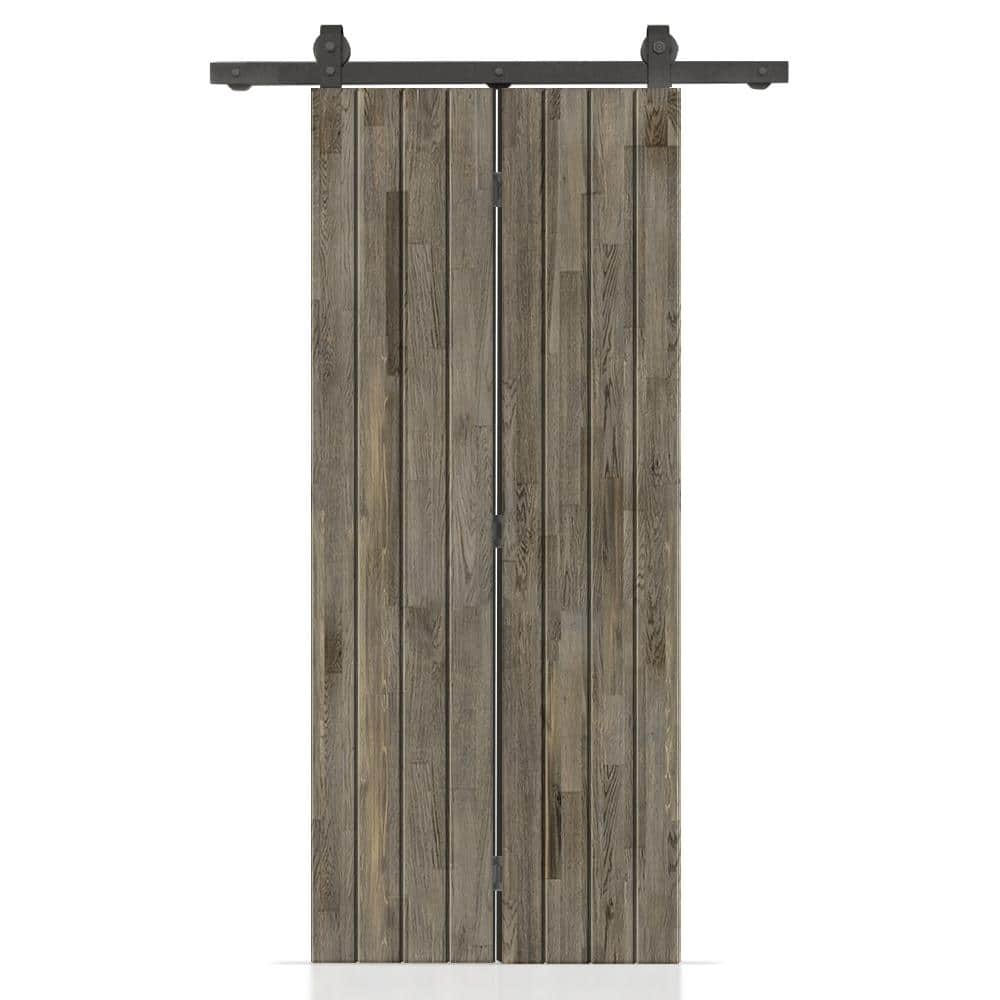 Reviews for CALHOME 20 in. x 84 in. Weather Gray Stained Wood Pine BiFold Door with Sliding