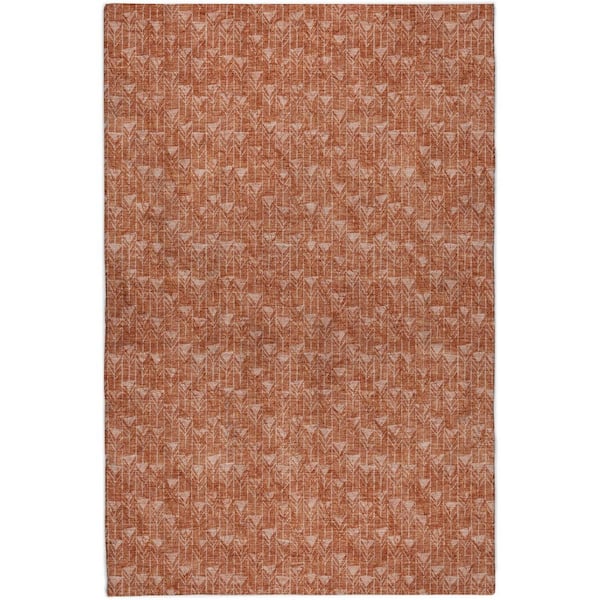 Dream Shag Premium Machine Washable Abstract ADS514 Terracotta 8 ft. x 10 ft. Area Rug