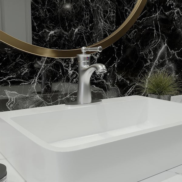1.2 GPM Single Handle Single Hole Bathroom Faucet with Deckplate Included and Drain Kit Included in Brushed Nickel