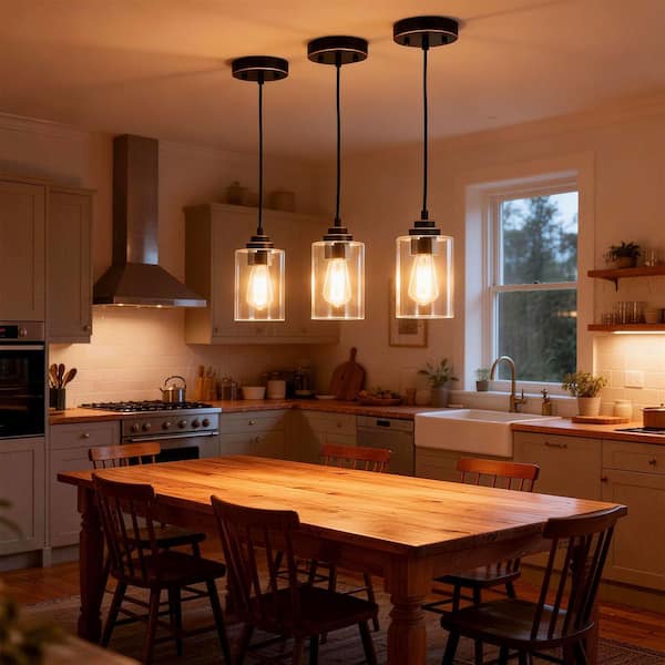 1-Light Modern Indoor Hanging Light Fixtures Industrial Pendant Lights (Oil Rubbed Bronze-3 Pack)