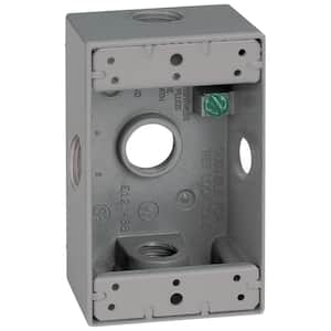 1-Gang Metal Weatherproof Side Entry Electrical Outlet Box with (5) 1/2 inch Holes, Gray