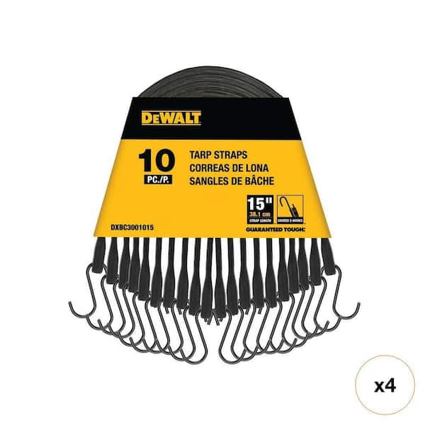 DEWALT 15 in. Natural Rubber Tarp Straps Combo (10-Pack)