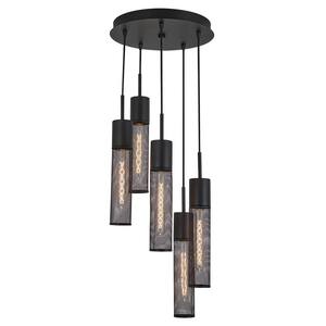 Milton 60-Watt 5-Light Black Modern Hanging Pendant Chandelier Light Fixture for Dining Room or Kitchen Island