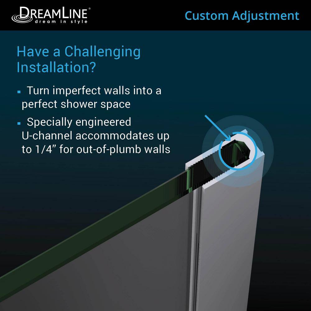 Neo-Angle Frameless Clear Glass Hinged Shower Enclosure with Black Hardware
