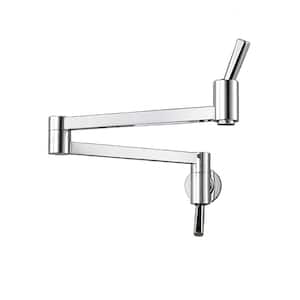 Wall Mounted Pot Filler Faucet with Stretchable Double Joint Swing Arm in Chrome