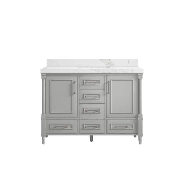 Willow Collections Hudson 48 in. W x 22 in. D x 36 in. H Bath Vanity in Coventry Gray with 2 in. Calacatta Nuvo Top