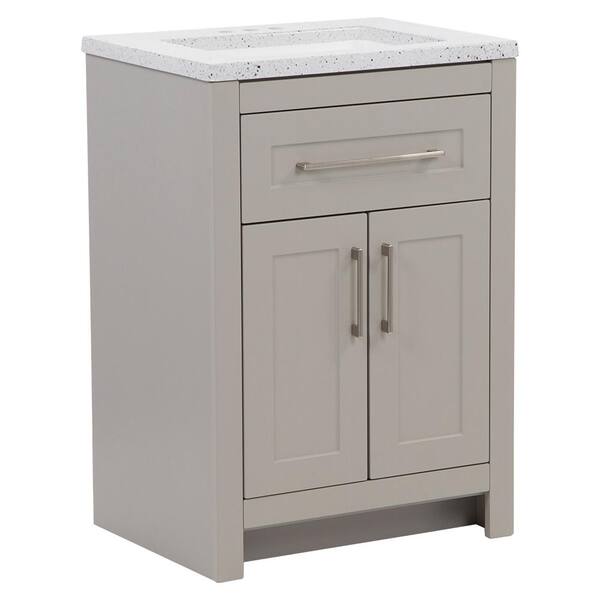 Spa Bathe Calumet 75-in Pepper Gray Undermount Double Sink Bathroom Vanity  with White with Grey Veins Engineered Stone Top in the Bathroom Vanities  with Tops department at