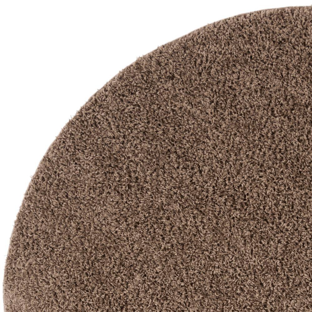 Taupe Round 6'7" Shag Area Rug with Cotton Blend