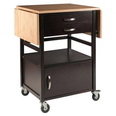 Bellini Coffee Kitchen Cart with Natural Wood Top