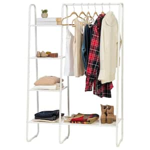 White Metal Garment Clothes Rack 40 in. W x 59 in. H