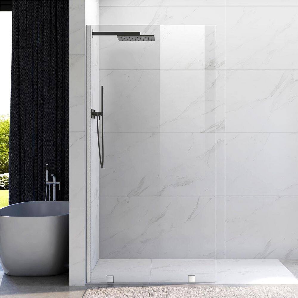 UKH07B 38-1/2 in. W x 80 in. H U-Channel Frameless Fixed Shower Door Panel in Brushed Nickel, 3/8 in. Clear Glass price history on PriceWatchPro