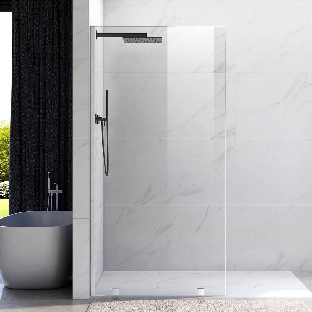 UKH07B 40-1/2 in. W x 80 in. H U-Channel Frameless Fixed Shower Door Panel in Brushed Nickel, 3/8 in. Clear Glass price history on PriceWatchPro