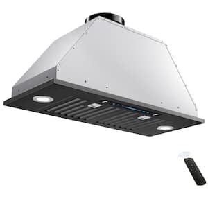 36 in. 900 CFM Convertible Insert Range Hood in Black Stainless Steel with LED Light Gesture Sensing and Charcoal Filter