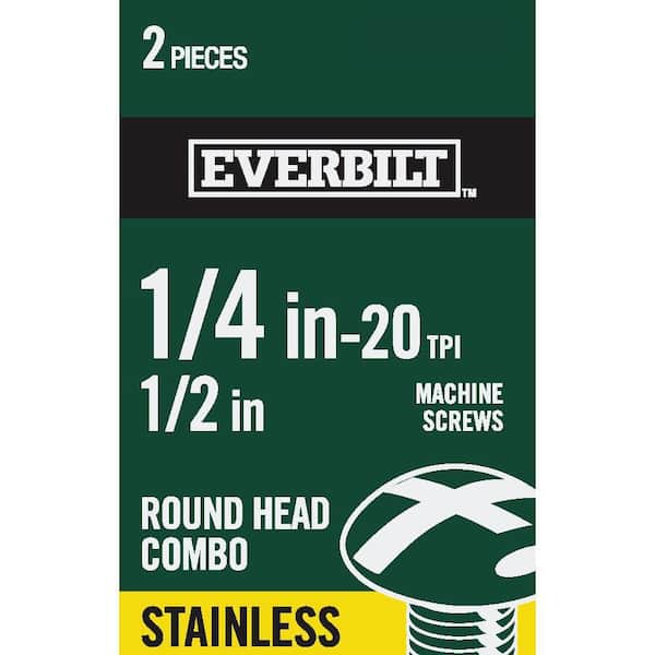 Everbilt 1/4 in.-20 x 1/2 in. Combo Round Head Stainless Steel Machine Screw (2-Pack)
