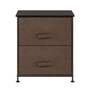 11.87 in. W x 20 in. H Brown 2-Drawer Fabric Storage Chest with Brown Drawers