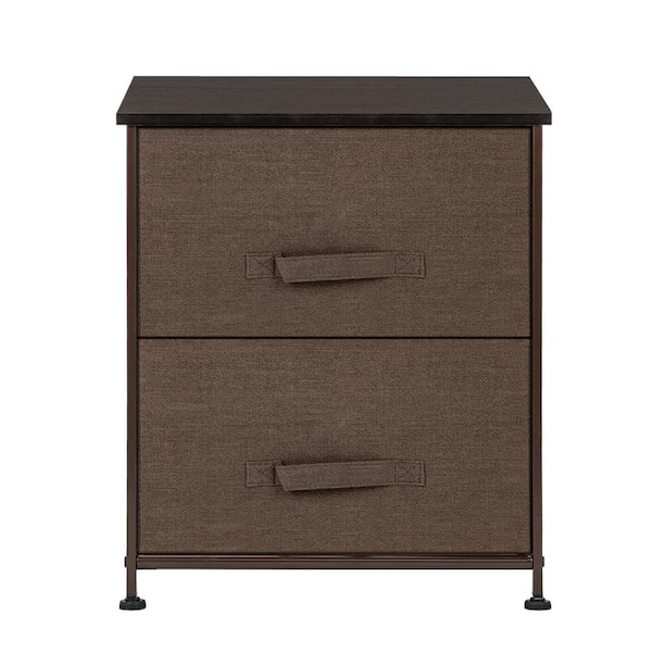 Winado 11.87 in. W x 20 in. H Brown 2-Drawer Fabric Storage Chest with Brown Drawers