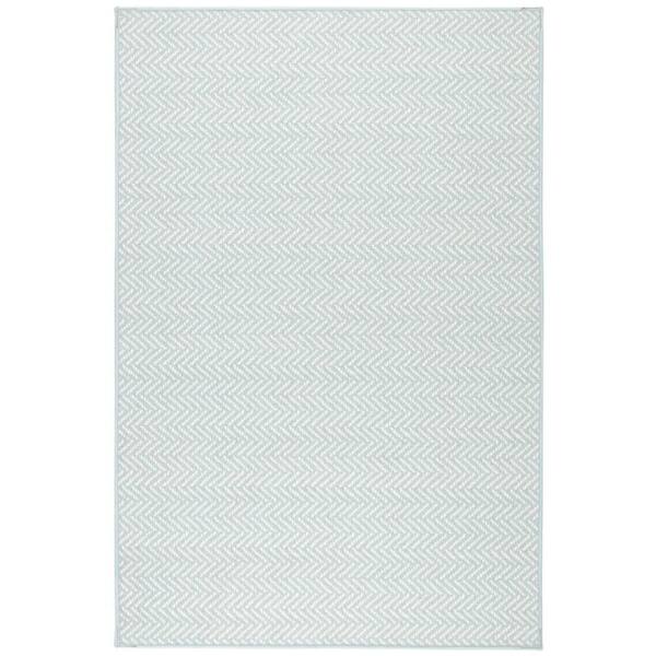 Herringbone Machine Washable Swedish Blue 10 ft. x 14 ft. Indoor Area Rug