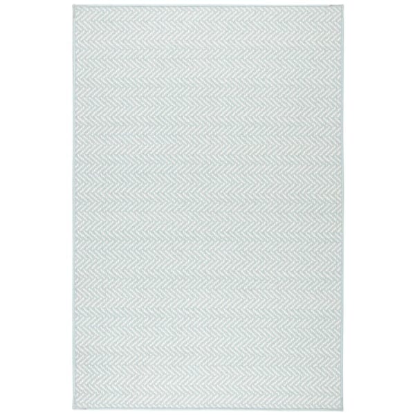 Herringbone Machine Washable Swedish Blue 9 ft. x 12 ft. Indoor Area Rug