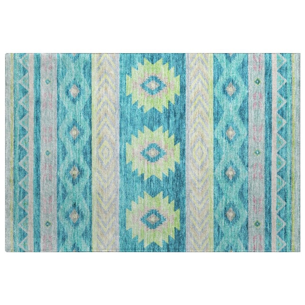 Dream Shag Premium Machine Washable Abstract ADS178 Peacock 2 ft. x 3 ft. Accent Rug