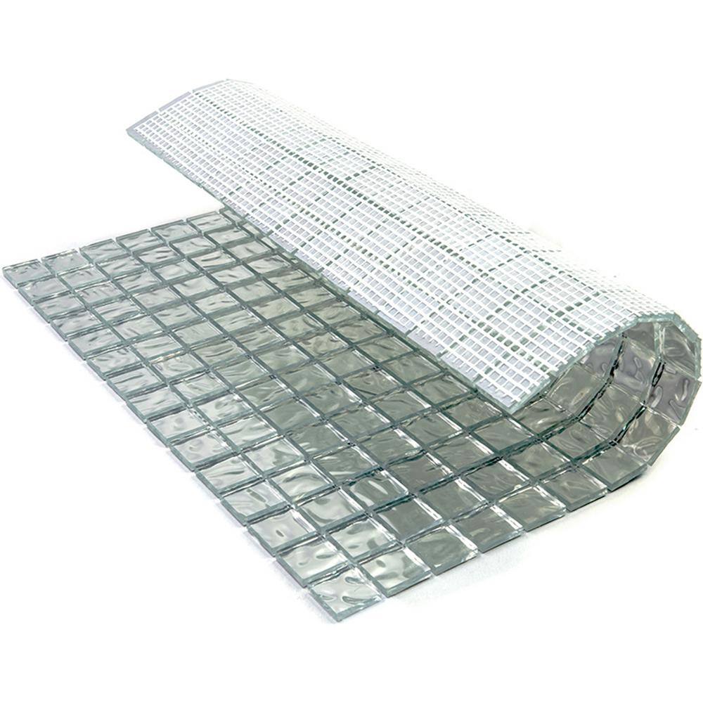 Silver 12'' x 12'' Glossy Glass Mosaic Wall and Floor Tile