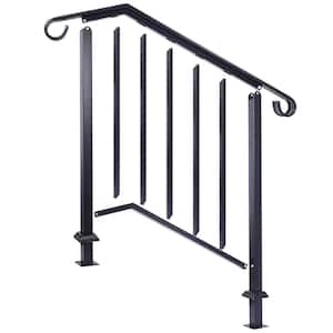 2 in. H x 30 in. W Steel Handrails for Outdoor Steps, Fit 2 or 3 Steps Outdoor Stair Railing, Flexible Porch Railing Kit