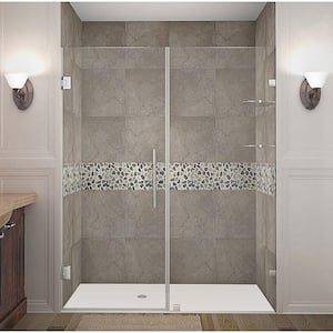 Nautis GS 61 in. x 72 in. Completely Frameless Hinged Shower Door with Glass Shelves in Chrome