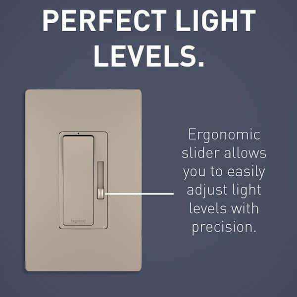 radiant 450W Rocker Dimmer and Wall Plate for LED/CFL/Halogen/Incandescent Bulbs, 3-Way/1-Pole, Nickel