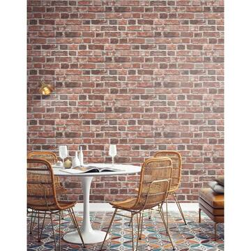 Distressed Brick Red Brick Vinyl Peel & Stick Wallpaper Roll (Covers 30.75 Sq. Ft.)