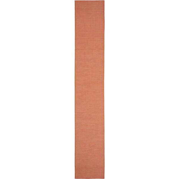 Positano Terracotta 2 ft. x 10 ft. Kitchen Runner Solid Modern Indoor/Outdoor Patio Area Rug