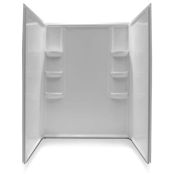 SWHDX Series 60 in. W x 74 in. H 3-Piece DIY Alcove Acrylic Shower Wall Surround Panels with a Modern Look in White