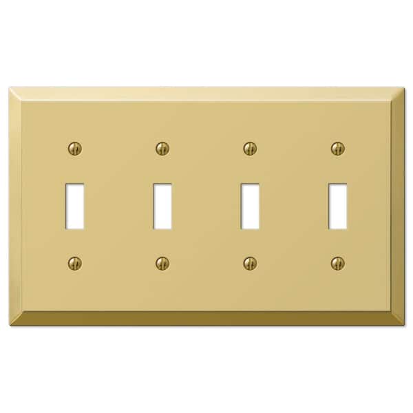 AMERELLE Metallic 4 Gang Toggle Steel Wall Plate - Polished Brass