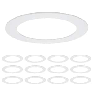 6 in. Goof Rings for Recessed Lights, Can or Canless Downlight Trim Ring, White (12-Pack)