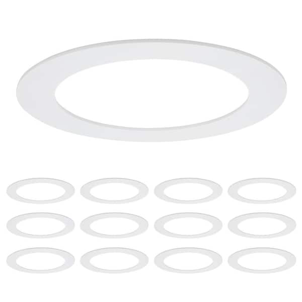 Maxxima 6 in. Goof Rings for Recessed Lights, Can or Canless Downlight Trim Ring, White (12-Pack)