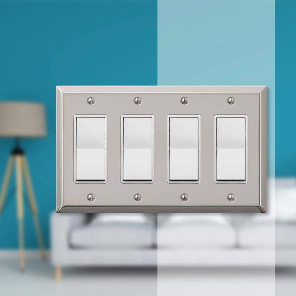 Polished Nickel Quad Rocker Steel Wallplate