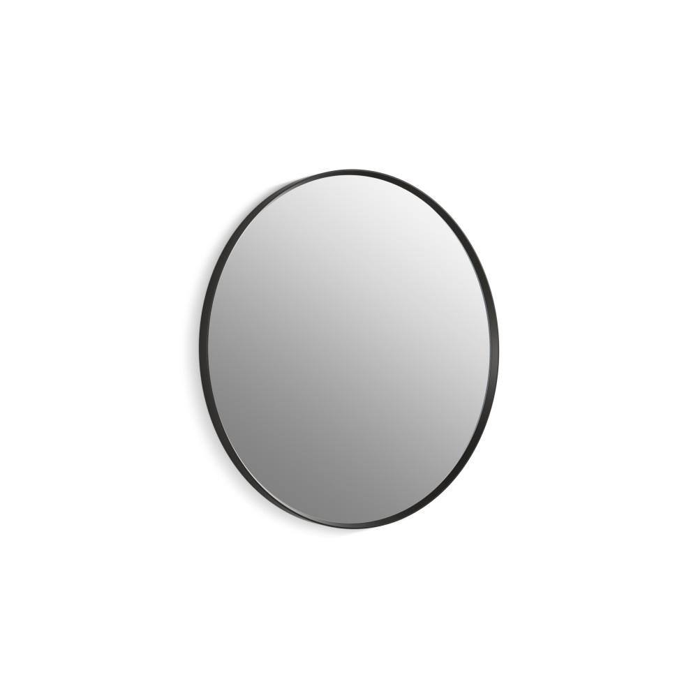 Matte Black Round Bathroom Vanity Mirror, 32-inch