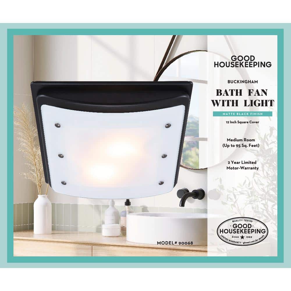 Matte Black Decorative Bathroom Ventilation Fan with Light