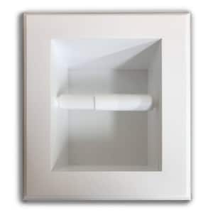 Tripoli Recessed Solid Wood Toilet Paper Holder in White Enamel Niche Frame