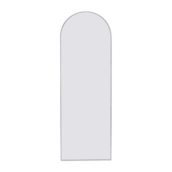 LCEPURE TRADE INC Modern Silver Metal 23.6 in. W x 71 in. H Arch Metal Full Length Stand Mirror, Indoor Decor for Living Room