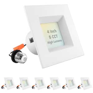 4 in. 14W=75W Square LED Can Lights 5-Color Selectable Remodel Integrated LED Recessed Light Kit Dimmable (6-Pack)