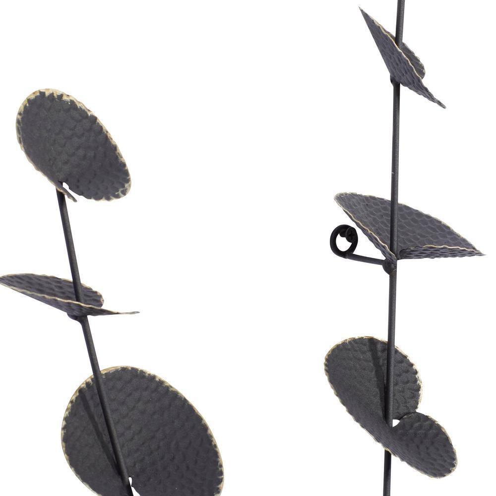 Black Metal Leaf Novelty Wall Sculpture, 17" x 36"