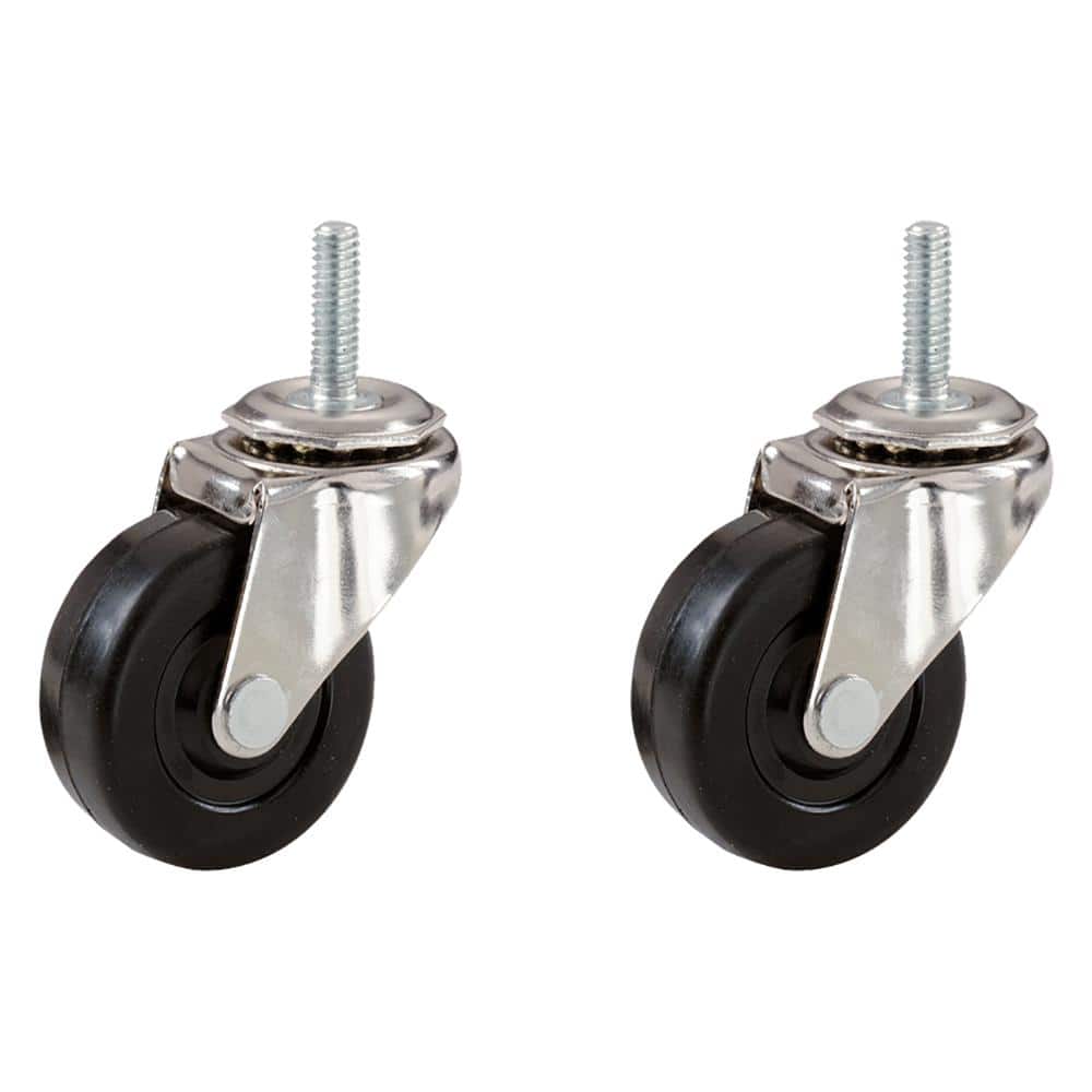 2-Inch Black Rubber Swivel Stem Caster with Ball Bearing