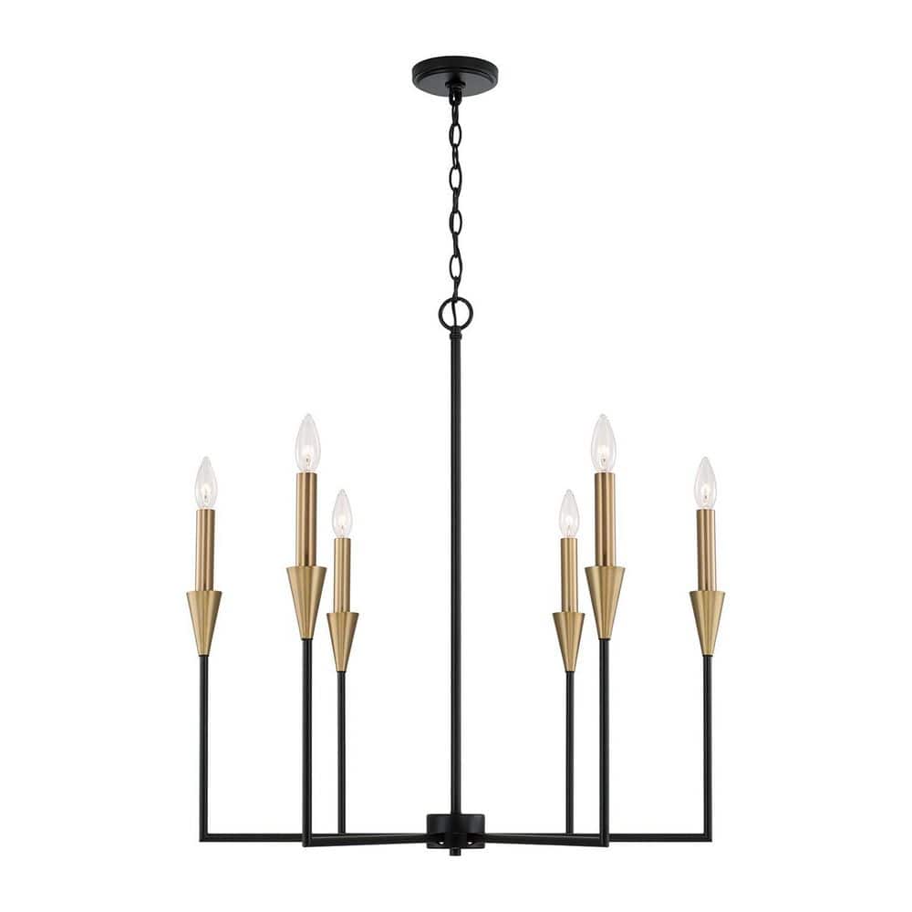 29 in. W x 30.50 in. H 6-Light Chandelier in Black and Aged Brass price history on PriceWatchPro