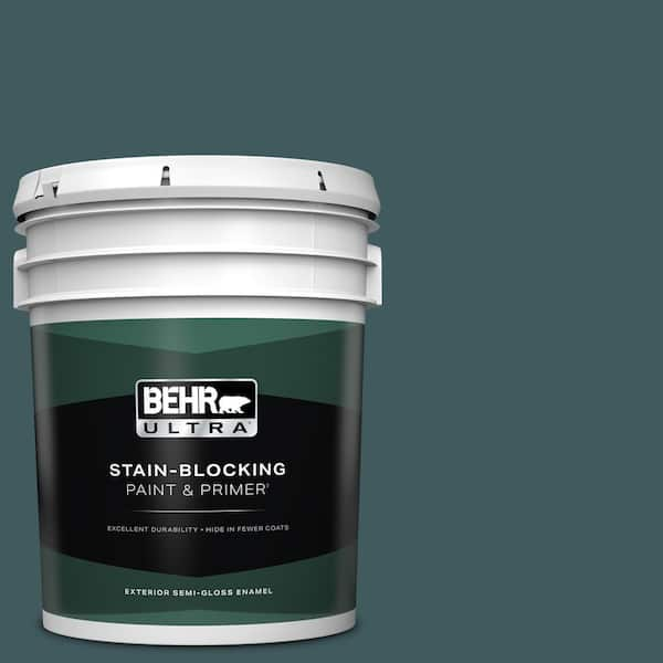 BEHR ULTRA 5 gal. #510F-7 Teal Forest Semi-Gloss Enamel Exterior Paint & Primer